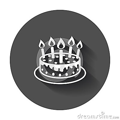 Cake with candle icon. Vector Illustration