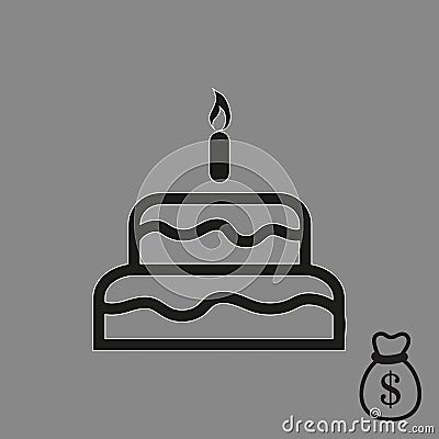 Cake with candles icon stock vector illustration flat design Vector Illustration