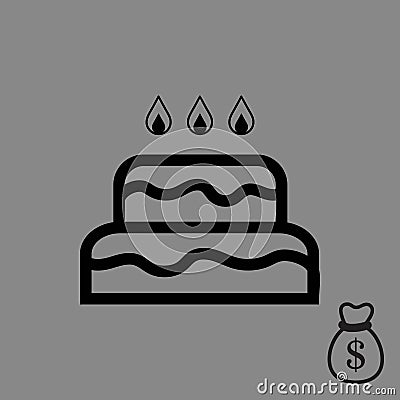 Cake with candles icon stock vector illustration flat design Vector Illustration