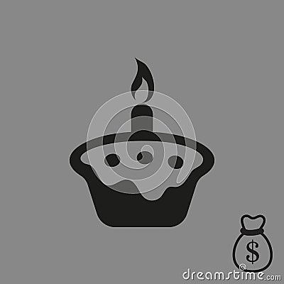 Cake with candles icon stock vector illustration flat design Vector Illustration