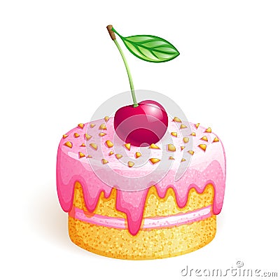 Cake with cherry Vector Illustration