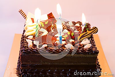 Cake Chocolate happy birthday on box Stock Photo