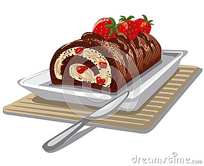 Cake chocolate with strawberry Stock Photo