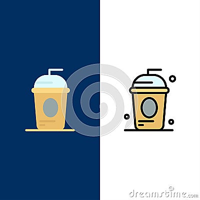 Cake, Cole, Drink, Holiday, Independence Icons. Flat and Line Filled Icon Set Vector Blue Background Vector Illustration