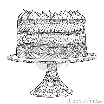 Cake for coloring book Stock Photo