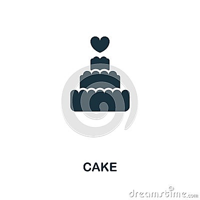 Cake creative icon. Simple element illustration. Cake concept symbol design from honeymoon collection. Perfect for web design, app Cartoon Illustration