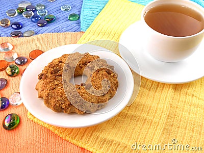 Cake and cup of tea (coffee) and stone set Stock Photo