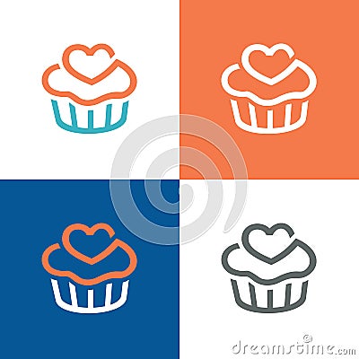 Cake or cupcake logo set. Bakery icon design collection - Vector Vector Illustration