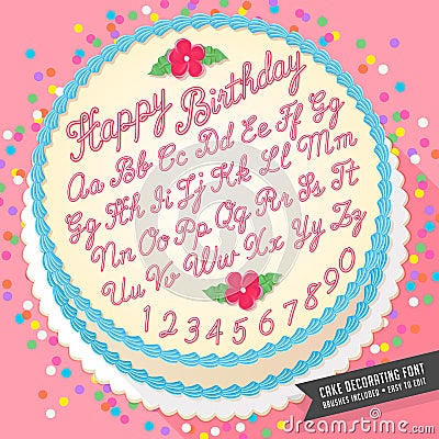 Cake decorator icing font Vector Illustration