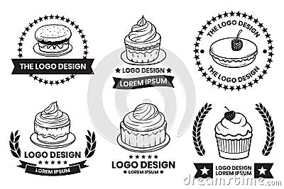 Cake and dessert shop logo in vintage style Vector Illustration