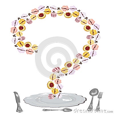 Cake different diet question Vector Illustration