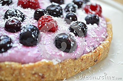 Raw cake with forest fruits Stock Photo