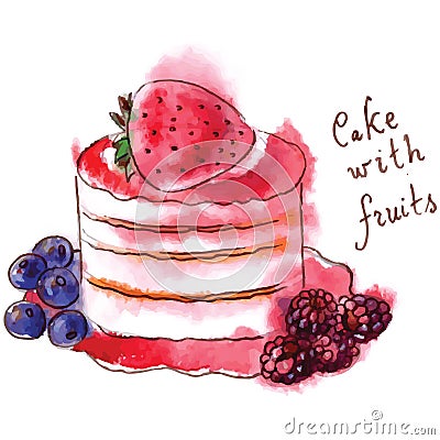 Cake with fruits Vector Illustration