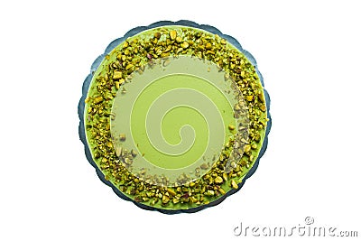 Cake with fruity cream and pistachio decorated with nuts, isolated Stock Photo