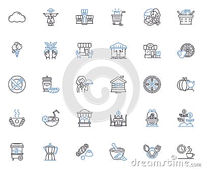 Cake house line icons collection. Sweet, Bakery, Desserts, Pastry, Confectiry, Cupcakes, Chocolate vector and linear Vector Illustration