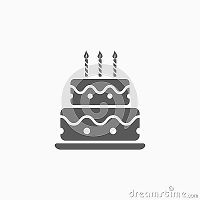 Cake icon, bakery, dessert, sugar, sweet, celebrate Vector Illustration