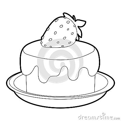 Cake icon, outline style Vector Illustration