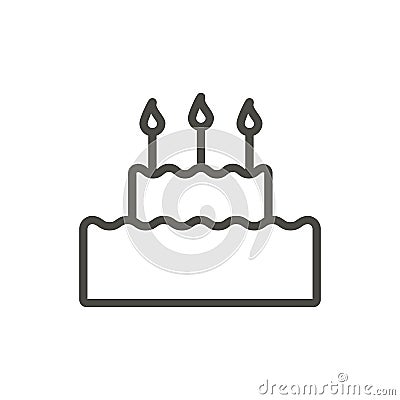 Cake icon vector. Line birthday cake symbol. Vector Illustration