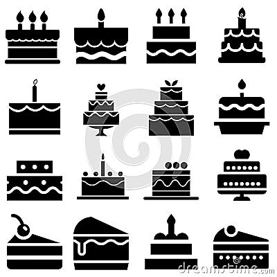 Cake icon vector set. dessert illustration sign collection. delicious symbol. confectionery logo. Vector Illustration