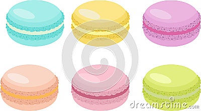 Cake macaron or macaroon Raster Illustration, colorful almond cookies, pastel colors Stock Photo