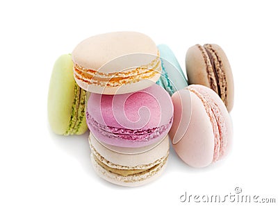 Cake macaron or macaroon on white background Stock Photo