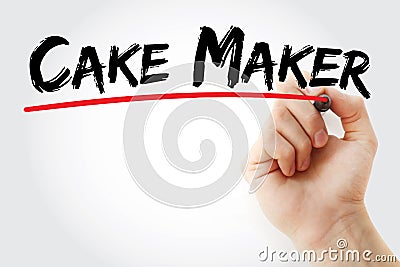 Cake maker text with marker Stock Photo
