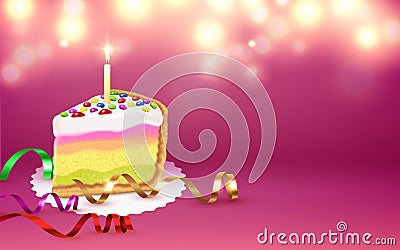 Cake Piece Festive Background Vector Illustration
