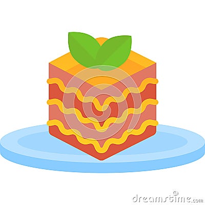 Cake piece on plate icon dessert pie slice vector Vector Illustration