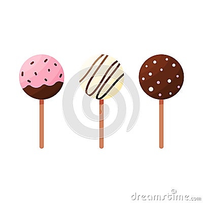 cake pops chocolate day cold ice cream Vector Illustration