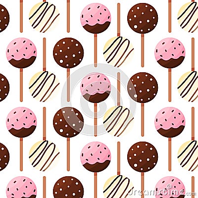 cake pops chocolate day pattern ice cream Vector Illustration