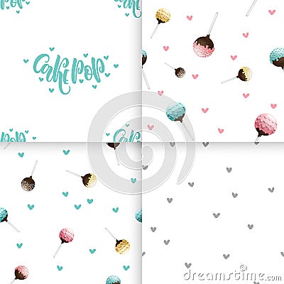 Cake pops seamless pattern Vector Illustration