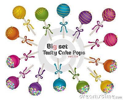 Cake Pops set Vector Illustration