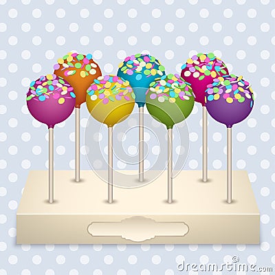 Cake Pops set Vector Illustration