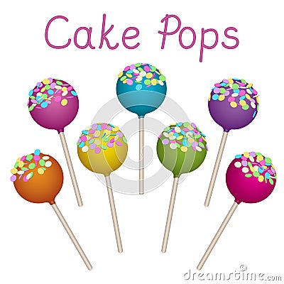 Cake Pops set Vector Illustration