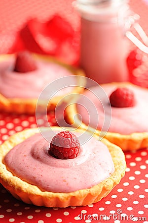 Cake with raspberry yogurt dessert Stock Photo