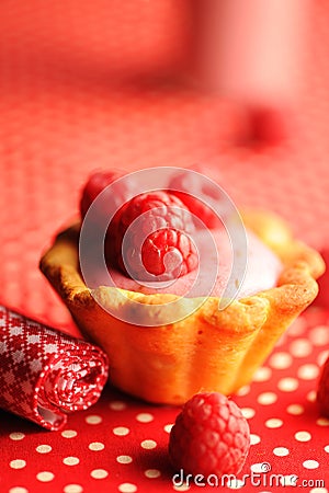 Cake with raspberry yogurt dessert Stock Photo