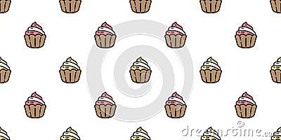 Cake seamless pattern cupcake vector cookie pretzel snack bread scarf isolated repeat wallpaper tile background cartoon doodle ill Vector Illustration