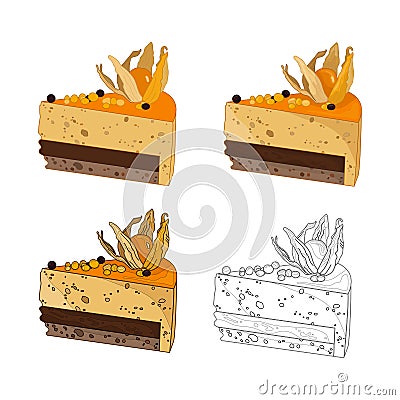 Cake slices vector illustration four different ways Vector Illustration