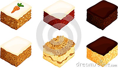 Square Cake Slices Vector Illustration