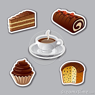 Cake stickers Vector Illustration