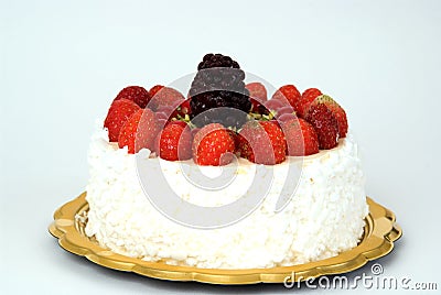 Cake strawberries and blackberries Stock Photo