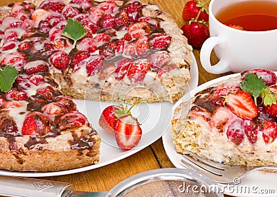 cake with strawberries and chocolate Stock Photo