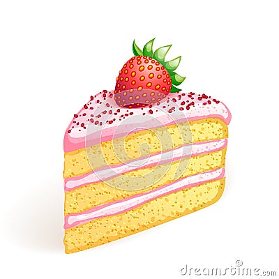 Cake with strawberry Vector Illustration