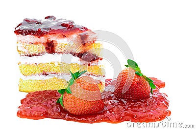 Cake Strawberry and Jam white background Stock Photo
