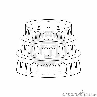 Cake, thin line style Vector Illustration