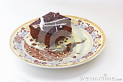 Cake on a white plate. Stock Photo