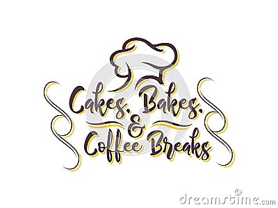 Cakes Bakes and Coffee Breaks Logo Vector Illustration