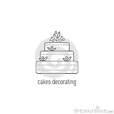 Cakes decorating line icon Vector Illustration