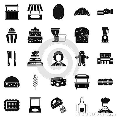 Cakes icons set, simple style Vector Illustration