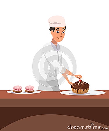 Cakes making process flat vector illustration Vector Illustration